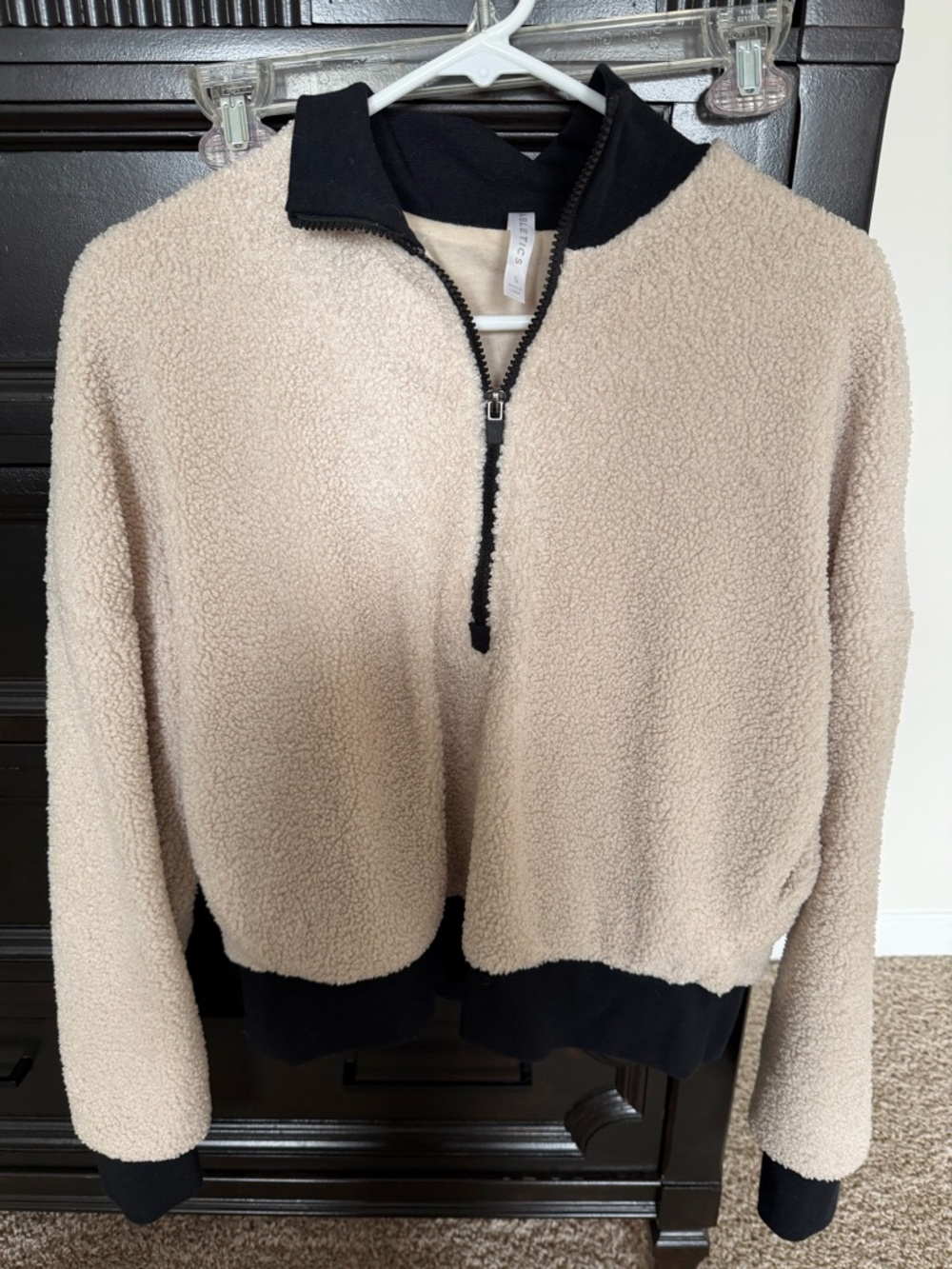 Cozy Beige Sherpa Quarter-Zip Jacket